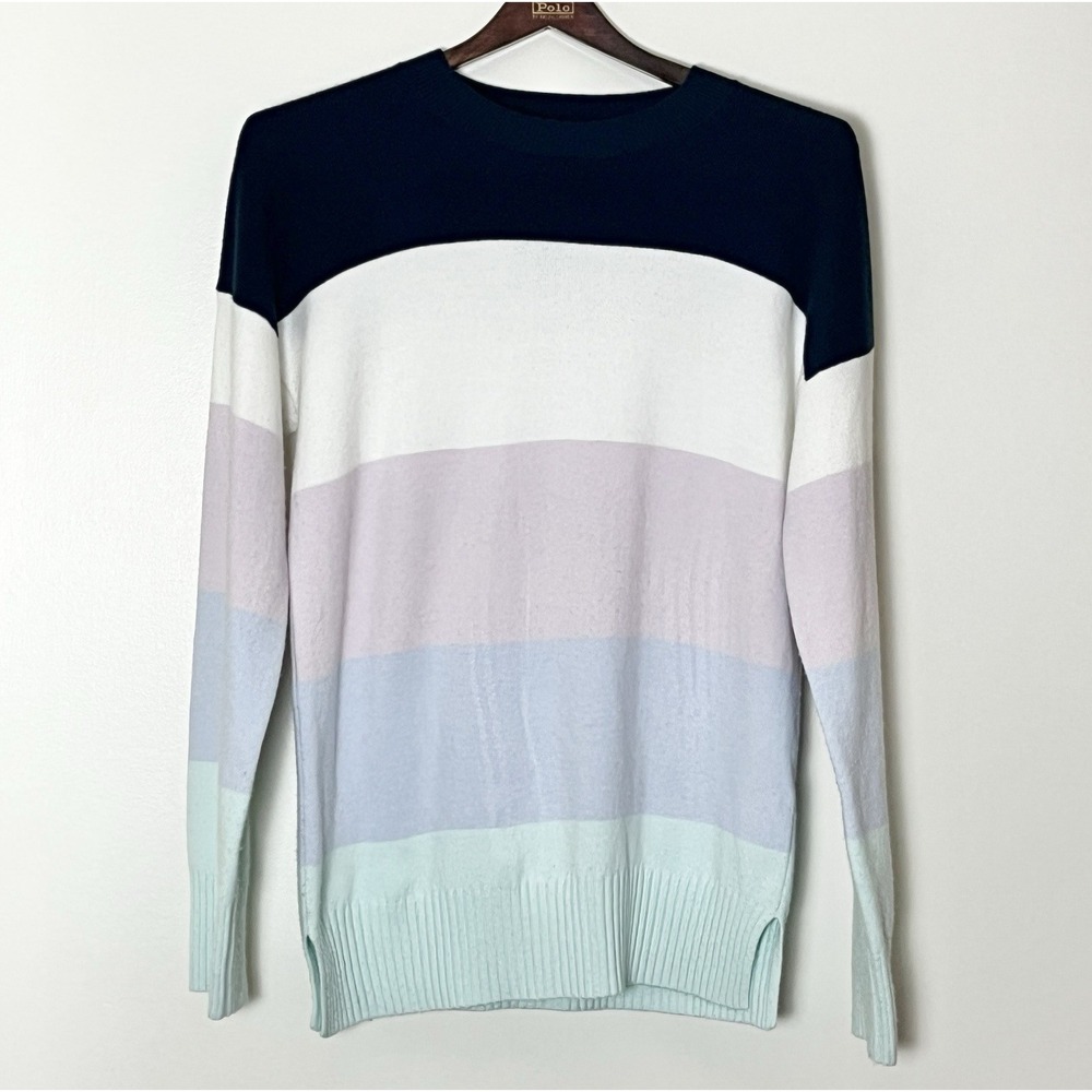 French Connection Sweater Women's XS Blue Striped Preppy Y2K Professional Office